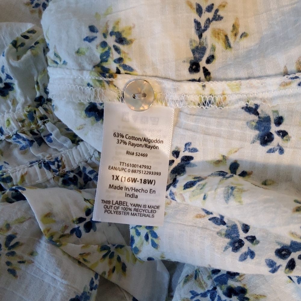 Time and Tru Floral Drawstring Blouse - - Picture 7 of 7